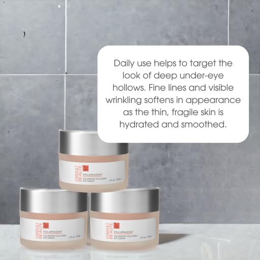 Consult Beaute VOLUMAGEN COLLAGEN EYE CREAM with Hyaluronic Acid, Hydrating, Skin Plumping - Targets Deep Under Eye Hollows, Visibly Smoothen Lines & Wrinkles 0.5 oz