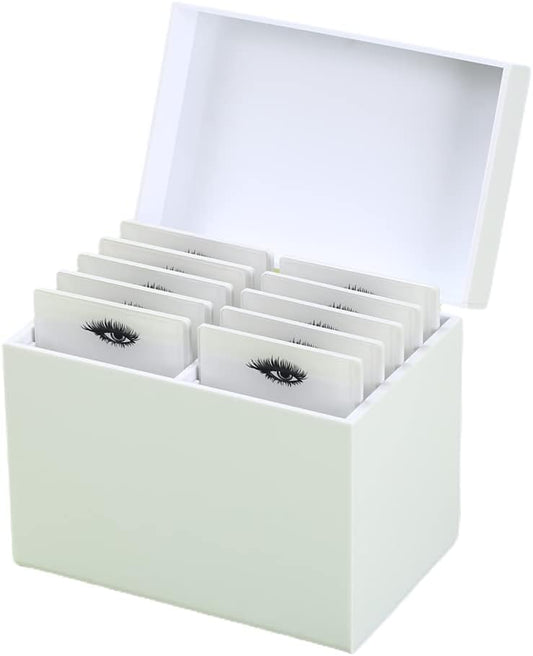 10 Layers Acrylic Eyelash Storage Box, Makeup Eyelashes Extension Close-Packed Display with 10 Pallets, Grafting False Eyelashes Glue Pallet Holder Display Organizer (White)