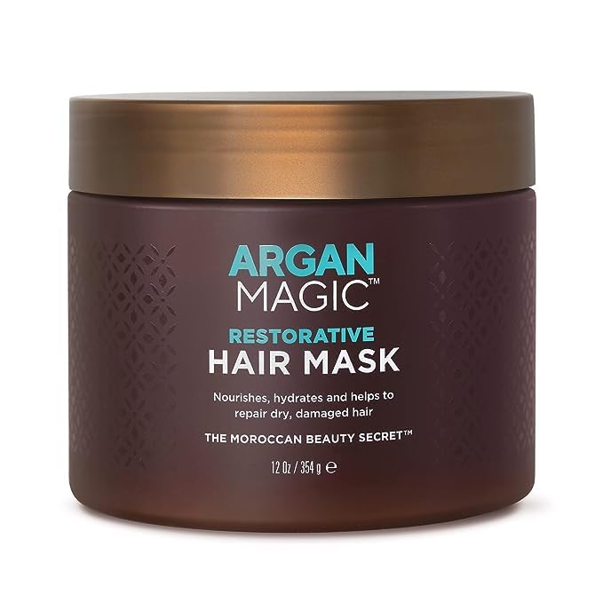 Argan Magic Restorative Hair Mask - Protein Rich Conditioning Hair Mask that Hydrates, Restores And Repairs Damaged Hair | Made in USA, Paraben Free, Cruelty Free (12 oz)