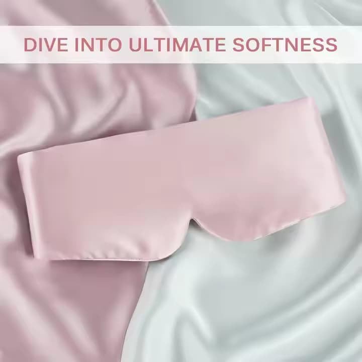 100% Mulberry Silk Sleep Mask, Large Adjustable Eye Cover for Sleeping, Comfortable, Pressure-Free and Breathable Sleeping Masks for Women Men - Pink