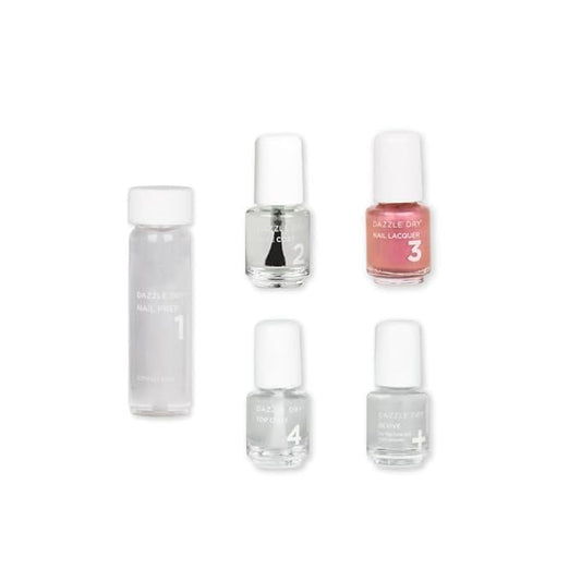 Dazzle Dry Mini Kit 4 Step System - Rose Princess - A light dusty rose shimmer. Full coverage shimmer. (5 Piece Kit / 5 Manicures)