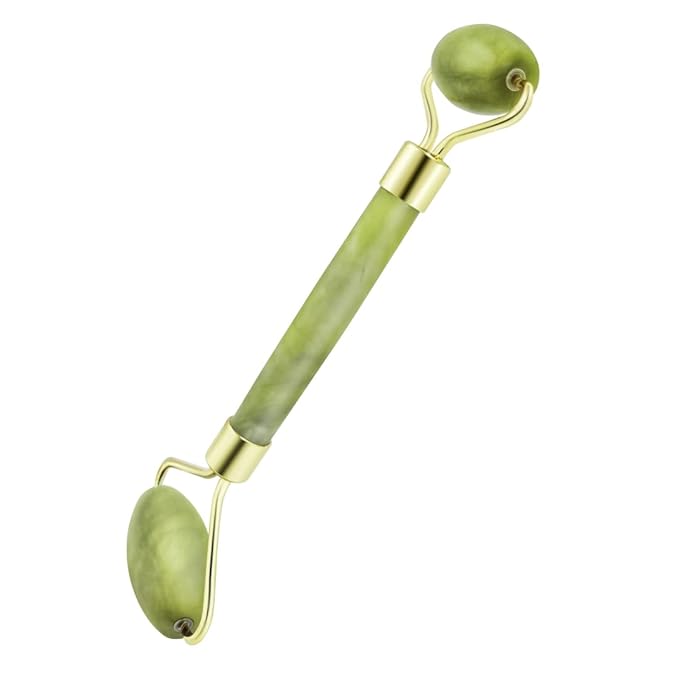 3 in 1 Ficial Face Ice Jade Roller and Gua Sha Tool, Natural Real Jade Anti-Wrinkle Face Eye Neck Massager Tool, Reduce Wrinkles, Puffiness, Migraine, Redness, Pain and Injury, Green