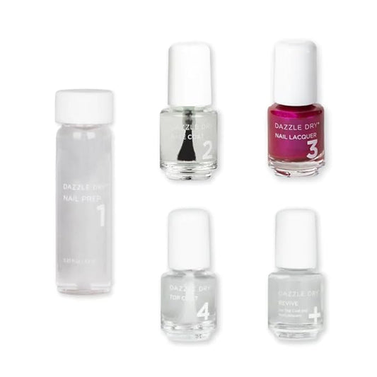 Dazzle Dry Mini Kit 4 Step System - Kaleidoscope - A full coverage metallic fuchsia. Full coverage metallic. (5 Piece Kit / 5 Manicures)