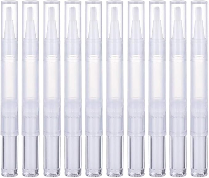 20 Pack 3ml Empty Cuticle Oil Twist Pen Brush Refillable Cuticle Nail Essential Oil Dispenser Cosmetic Lip Gloss Containers Applicators Eyelash Growth Liquid Tube