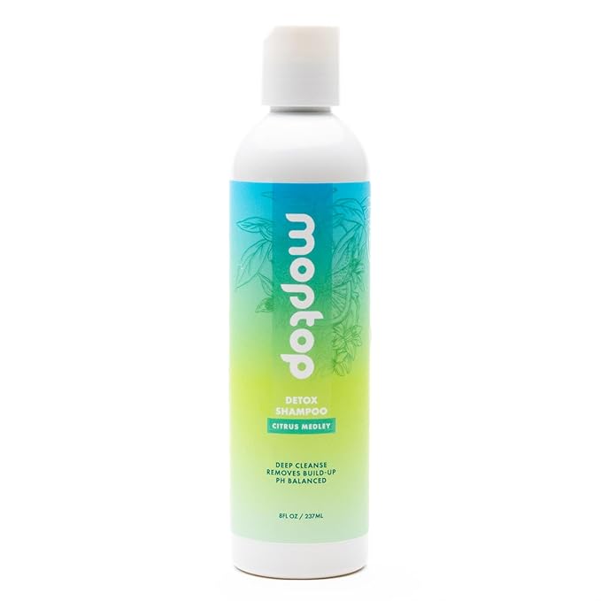 MopTop Detox Shampoo – Scalp Clarifying Shampoo for Build Up, Hard Water, Dirt & Oil, Sulfate & Paraben Free Hair Care for All Hair Types – Thin, Straight, Wavy, Curly & Coily (Citrus Medley, 8oz)
