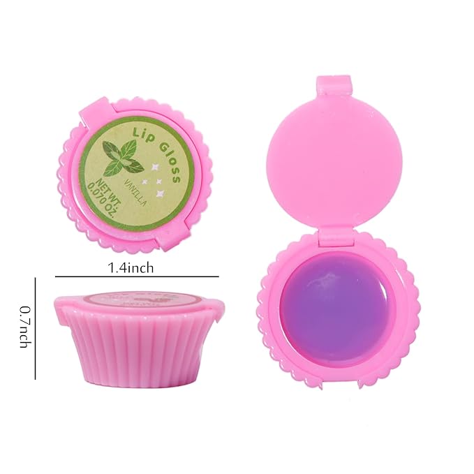 12 Pcs Cupcake Lip Gloss for Girls Party Favors Lip Balm Set Assorted Fruity Favors Cute Cupcake Designs Birthday Gift