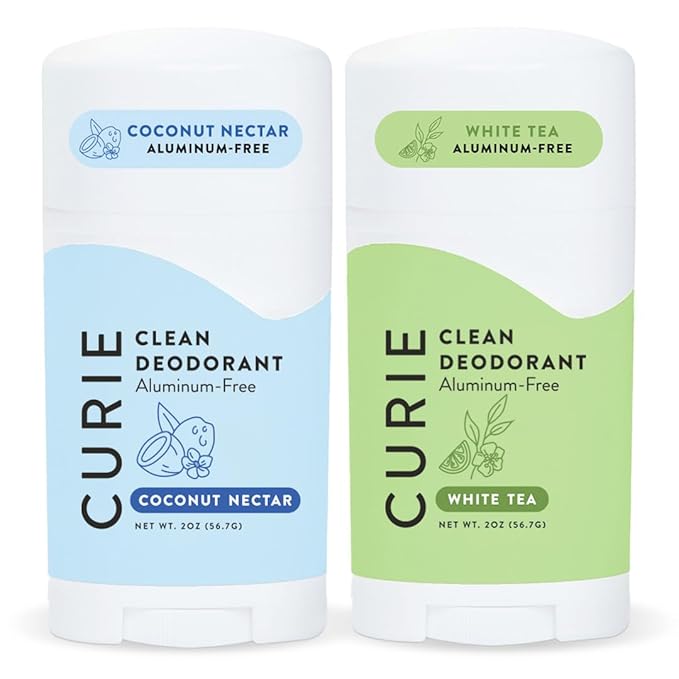 Curie Aluminum Free Deodorant - Coconut Nectar + White Tea - Natural Deodorant, Paraben Free, Cruelty Free, Non-Toxic, Vegan (2pk)
