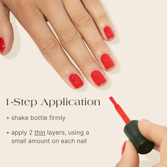 Botanist The Remedy | Nail Strengthening Polish | Repairs & Hardens Nails Damaged from Acrylics, Dip & Gel Manicures | Non-Toxic, 84% Plant Based, 21-Free & Vegan (Poppy Red)