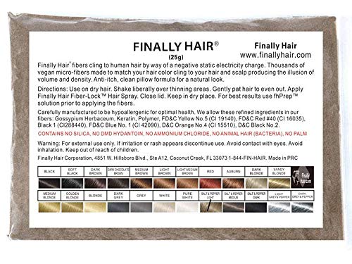 Hair Building Fibers 25 gram (ammonium chloride free) Refill Bag by Finally Hair. Compatible Replacement/Refill for Toppik Xfusion (Light Salt & Pepper (light brown with light highlights))