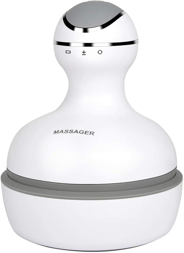 cotsoco Electric Scalp Head Massager, Scalp Hair Massage Waterproof Head Massager with 4 Heads 84 Nodes for Hair Growth and Stress Release Massage White