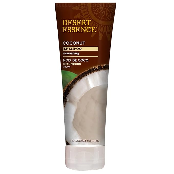 Desert Essence Coconut Shampoo, 8 fl oz - Gluten Free, Vegan, Paraben Free - Nourishing for Dry Hair with Coconut Oil, Shea Butter, & Hemp Oil - Mousturizes & Smooths Frizz 8 fl oz.