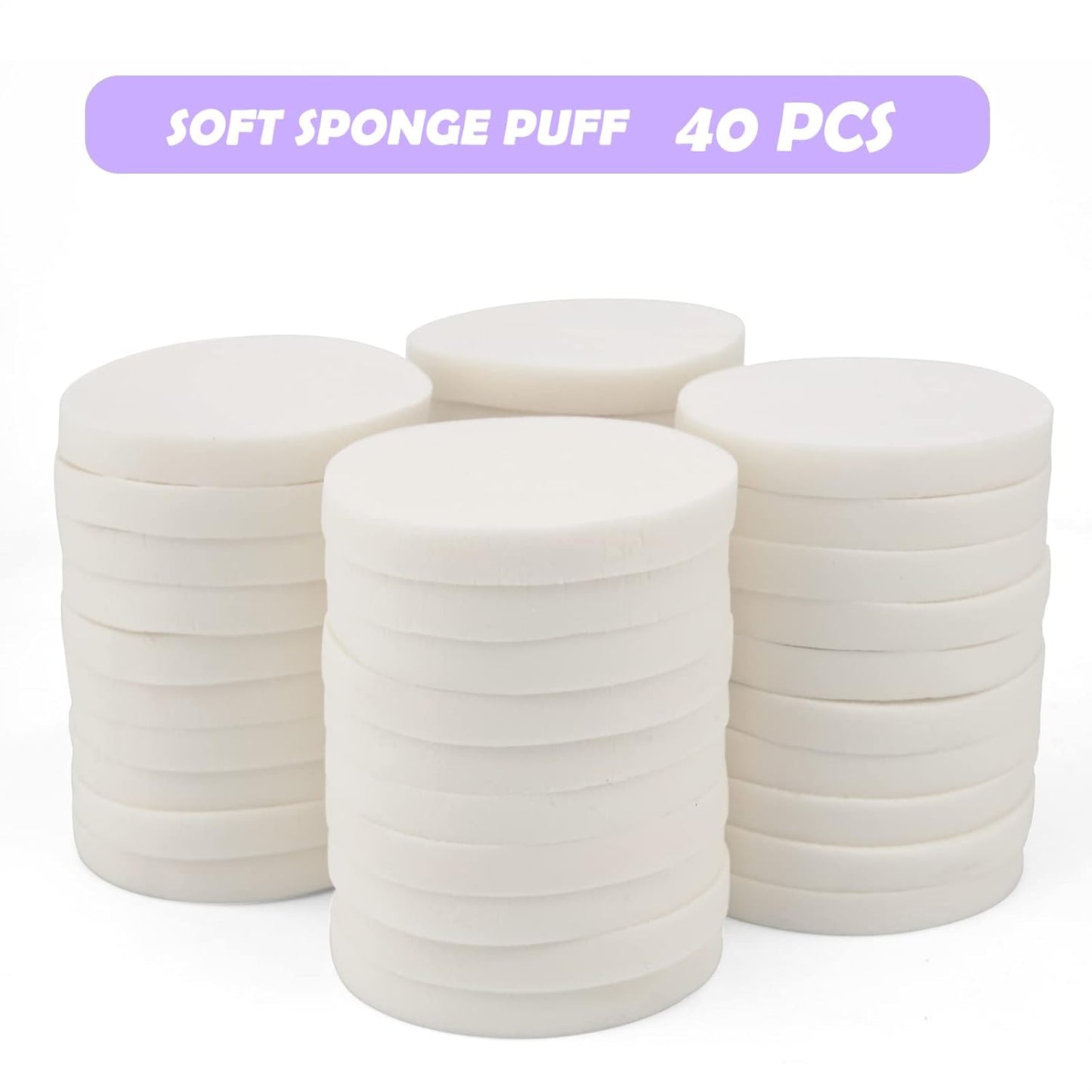 40 PCS Makeup Blenders Sponges Set, Use for Dry and Wet, Perfect for Full Face Curve Blending, Cream, Liquid, Powder Foundation Cosmetics, Latex Free & Soft & Flexible, Round