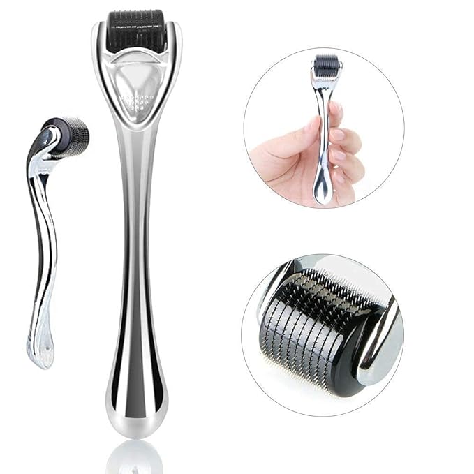 Derma Roller Microneedling Roller for Face Body Beard - 540 Titanium 0.25mm Microneedle Roller for Home Use