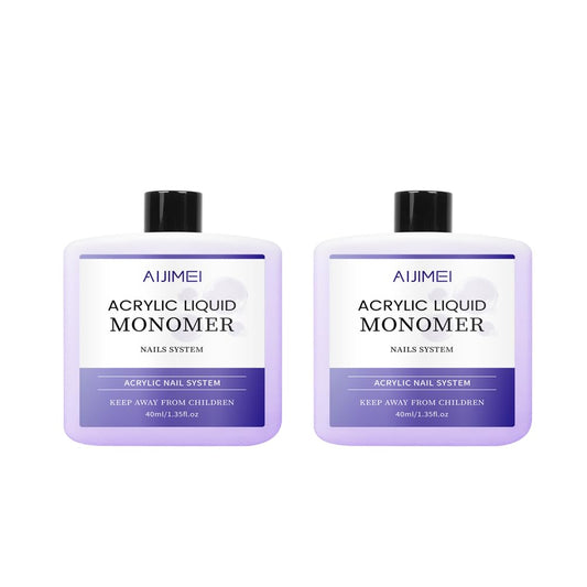AIJIMEI Acrylic Liquid Monomer for Long Lasting 40ml Acrylic Liquid Professional Nail Art Supplies Suitable for Salon and Home (2pcs)