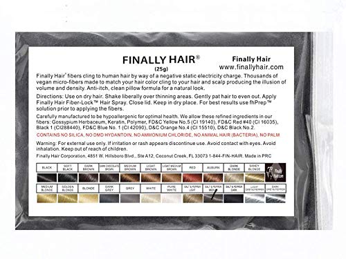 Hair Building Fibers 25 gram (ammonium chloride free) Refill Bag by Finally Hair. Compatible Replacement/Refill for Toppik Xfusion (Medium Salt & Pepper (dark chocolate brown with light highlights))