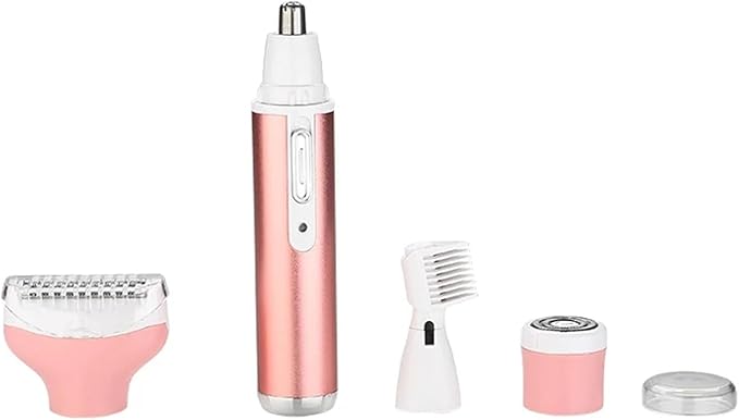 4-in-1 Electric Razor for Women - Painless Facial Hair Removal, Bikini Trimmer, Eyebrow & Body Groomer - Rechargeable Hair Clippers Set for Underarms, Legs & Nose