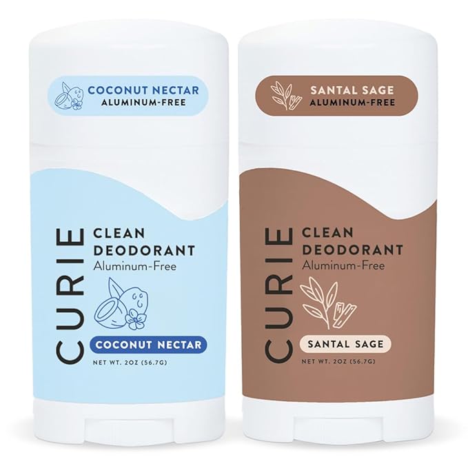 Curie Natural Deodorant for Women - Coconut Nectar + Santal Sage - Aluminum Free, Clean, Sustainable, Vegan Paraben Free (2pk)