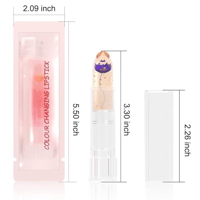 BINGBRUSH Crystal Flower Jelly Color Changing Lipstick,Long Lasting Lip Care Moisturizer Lip Balm Magic Color Change Lip Gloss Lip Tint Stain Matte Makeup Lipstick (06#Purple flower)
