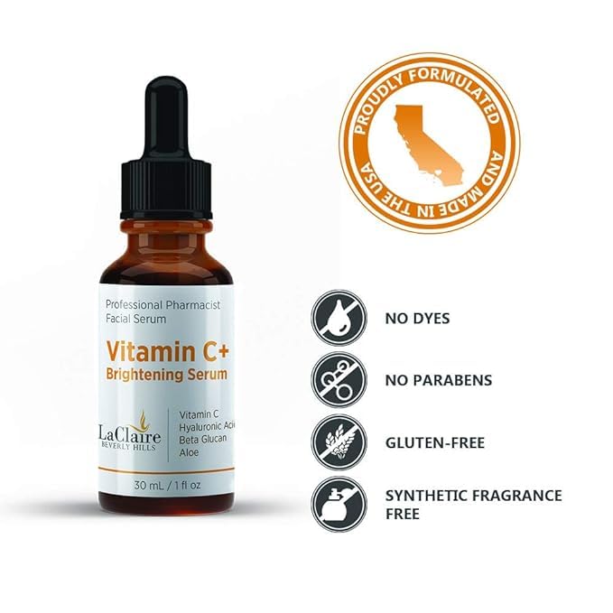 Vitamin C+ serum 3-Pack, Strong vitamin C serum, brightening serum for face, topical facial serum with Hyaluronic acid, Vitamin C facial brightening serum, Vitamin C+, Made in the USA