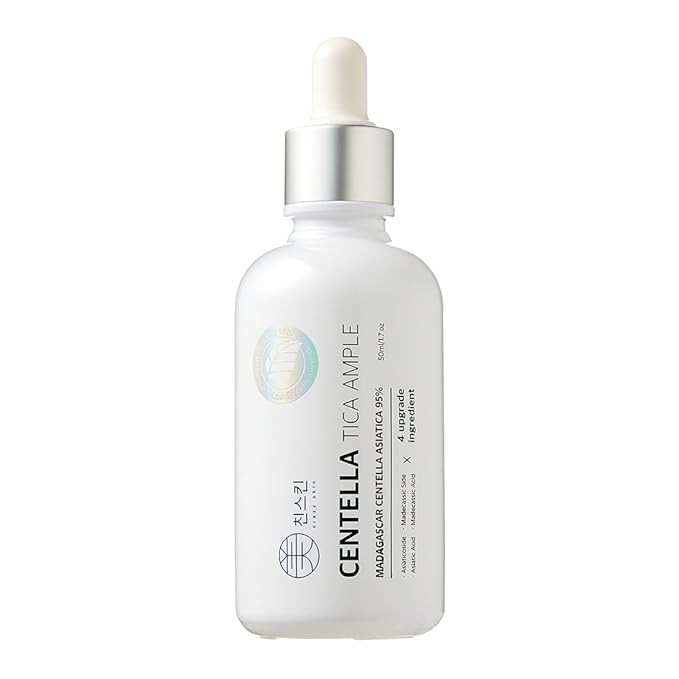 CRAZY SKIN Centella Tica Ampoule Serum 3.4 fl. oz. (100ml) - Natural Ingredients for Damaged, Troubled & Sensitive Skin, Redness Relief, Madecassic Acid Facial Serum Made in Korea