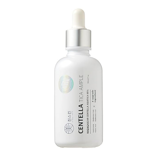 CRAZY SKIN Centella Tica Ampoule Serum 3.4 fl. oz. (100ml) - Natural Ingredients for Damaged, Troubled & Sensitive Skin, Redness Relief, Madecassic Acid Facial Serum Made in Korea