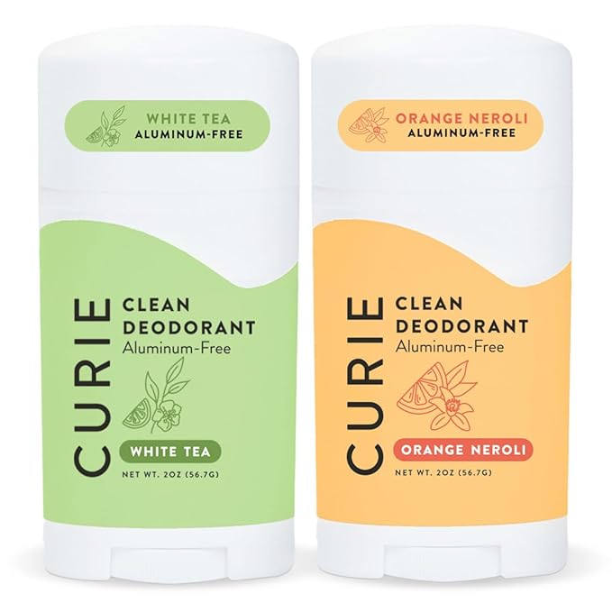 Curie Natural Deodorant for Women - Orange Neroli + White Tea - Aluminum Free, Clean, Sustainable, Vegan Paraben Free (2pk)