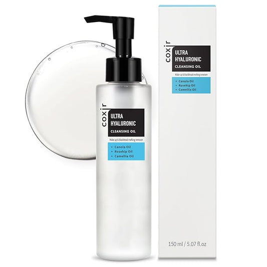 coxir ULTRA HYALURONIC CLEANSING OIL | Korean Facial Cleansing Oil for Blackheads, Makeup & Sebum | Multi-Layer Hyaluronic Acid, Vegan & Non-Comedogenic Cleanser | 5.07 fl.oz