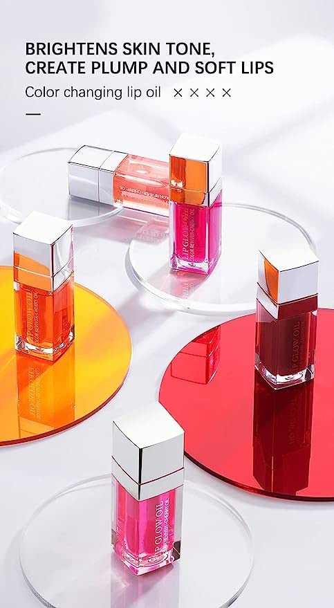 3 Pcs Plumping Lip Oil - Hydrating Glow, Tinted Balm, Long Lasting Transparent Moisturizing Gloss, Natural Plumper to Make Lips Fuller (01+07+12)