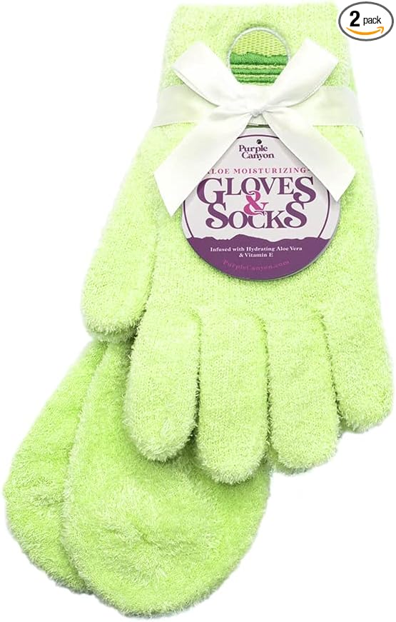 Aloe Socks and Gloves Set | Green Moisturizing Socks and Gloves Infused with Aloe and Vitamin E | Spa Socks and Gloves for Women