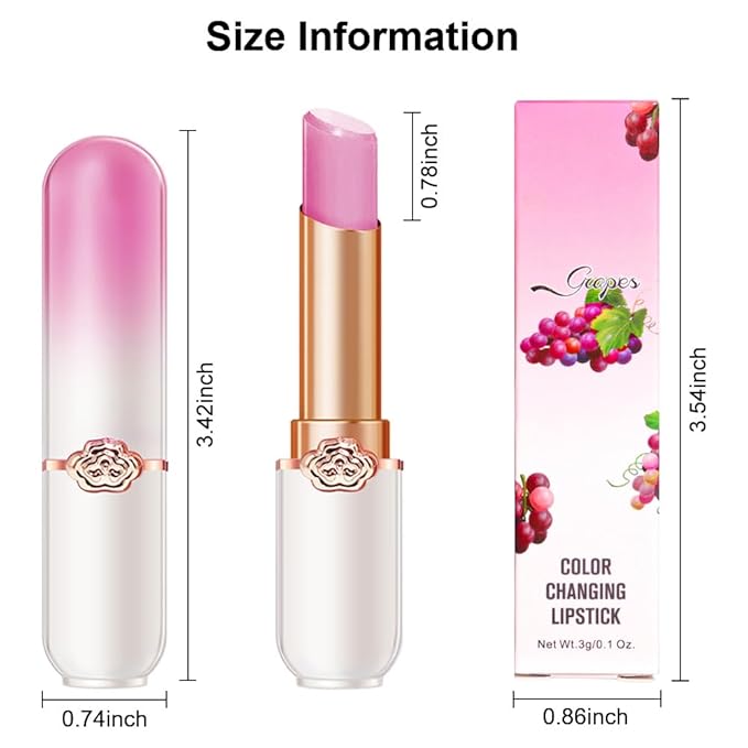 BINGBRUSH Peach Color Changing Lipstick,Moisturizer Long Lasting Lip Care Lip Balm Magic Lip Gloss Lip Tint Stain Gloss Set for Women (6Pcs Aloe Vera + Strawberry + Peach + Avocado+ Blueberry + Grape)