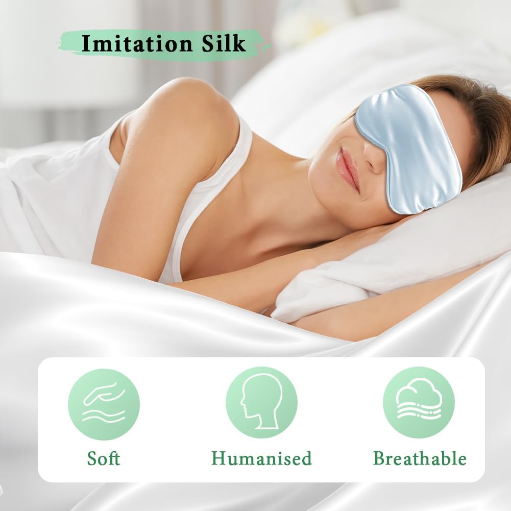 Cooling Eye Mask and Silky Sleep Mask 4 Packs for Man Women for Sleeping Frozen Ice Eye Mask Cold Warm Compress Puffiness Dry Eyes Dark Circles Gifting