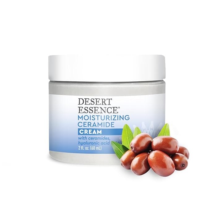 Desert Essence Moisturizing Ceramide Facial Cream 2 fl oz - Vegan, Gluten-Free. Cruelty-Free - Supports Skin's Natural Moisture Barrier - Moisturize and Rejuvenate - Perfect for Sensitive Skin