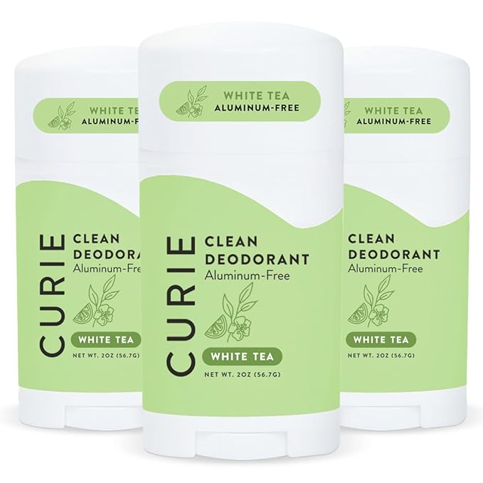 Curie Natural Deodorant for Women - White Tea - Aluminum Free, Clean, Sustainable, Vegan, Paraben Free (3pk)