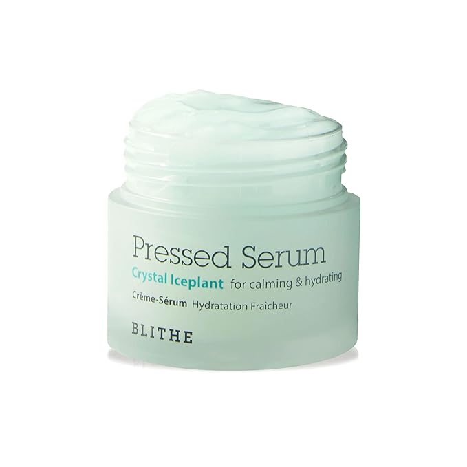 BLITHE Pressed Serum Crystal Iceplant Face Moisturizing Gel - Kbeauty Best Skin Cream for Dry Skin, Korean Serum for Combination Skin & Redness Relief, Face Moisturizer for Dry Skin Cream 0.91 Oz