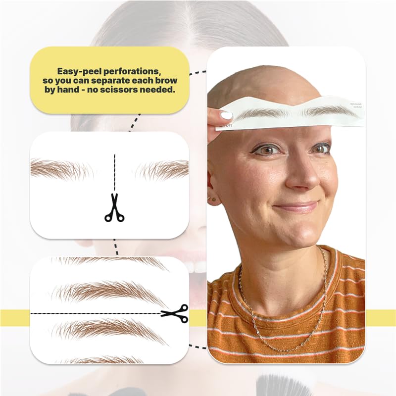 10 Pairs Medium Brown Temporary Eyebrow Tattoos, Waterproof and Smudge-Proof Medium Everyday Style Realistic Eyebrow Stickers for Men & Women, Easy to Apply, Won't Work on Existing Brows