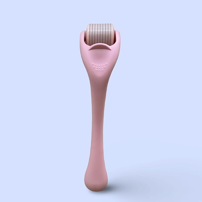 540 Stainless Steel Micropoint Derma Roller – Microneedling Roller for Face, Scalp & Beard – Skin Care Tool for Collagen Boost, Wrinkles & Hair Growth – Storage Case Included (Matte Baby Pink)