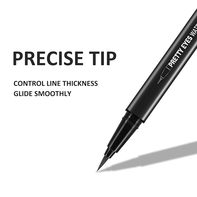 Boobeen 2pcs Liquid Eyeliner Pen, Matte Eye Liner with Precision Tip, Long Lasting Eyeliner Pencil for Bold Eye Makeup, Glides on Smoothly