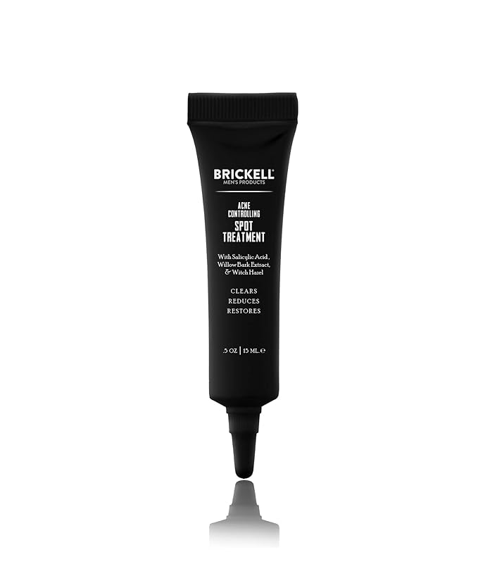 Brickell Men's Acne Controlling Spot Treatment for Men, Natural & Organic Acne Spot Treatment to Reduce Acne, Calms Skin Redness and Soothes Acne, 0.5 Ounce, Unscented