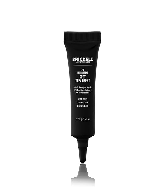 Brickell Men's Acne Controlling Spot Treatment for Men, Natural & Organic Acne Spot Treatment to Reduce Acne, Calms Skin Redness and Soothes Acne, 0.5 Ounce, Unscented
