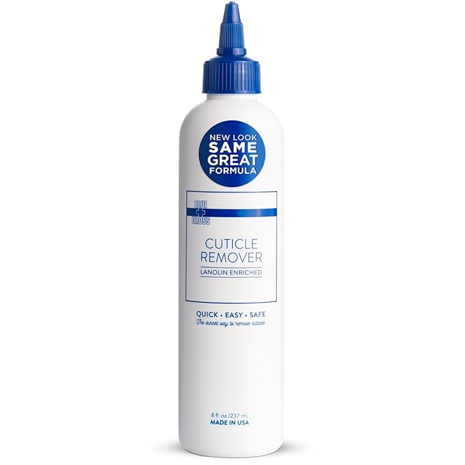 Blue Cross Cuticle Remover Liquid, Cuticle Softener for Nails, Professional Nail Care with Lanolin for Brittle Hang Nails, Hydrating, Moisturizing, Dry Cuticles, Made in USA, 8oz
