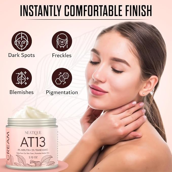 Arbutin 8% + Tranexamic Acid 5% Cream, 80,000ppm Arbutin, 50,000ppm TXA, AT13 Complex Facial Cream for Niacinamide, Glutathione, Dark Spots, Freckle, Blemishes, Pigmentation, 60ml, 2 fl.oz.
