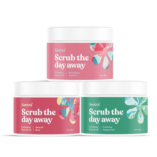 ASUTRA Dead Sea Salts Essential Oil Body Scrub Bundle – 3, Full-Size 16 oz Body Scrubs – Refreshing Jasmine, Sensual Rose, Purifying Peppermint – Ultra Hydrating, Gentle, and Moisturizing