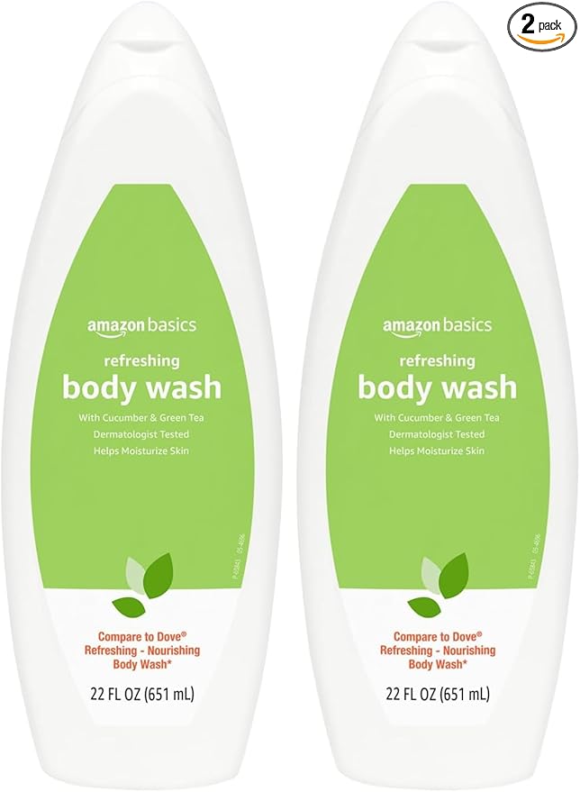 Amazon Basics Body Wash for Refreshing Skin, Cucumber, 22 fl oz (Pack of 2)
