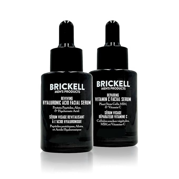 Brickell Men's Daily Anti-Aging Day and Night Serum Routine, Natural and Organic, Scented