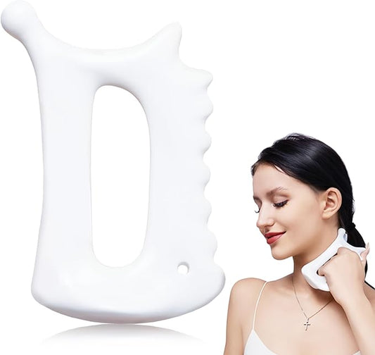 6-in-1 Ceramic Body Gua Sha Tool,Guasha Massager Tool for Body and Lymphatic Drainage,Gua Sha Facial Tool for Jaw Lifting&Puffiness,Muscle Scraper for Stress Relief,Self Care Gifts for Women