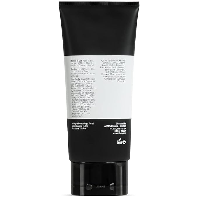 Anthony Shave Gel for Sensitive Skin – Non-Foaming, Soothing Shaving Cream for Men and Women. With Aloe Vera Beads, Eucalyptus, Rosemary and Carrageenan Extract - 6 Fl Oz (2 Pack)