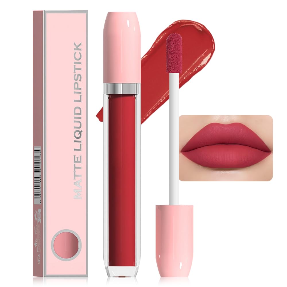 BINGBRUSH Super Matte Longwear No-Budge Stay On Smudge Proof Liquid Lipstick Long Lasting Makeup for Women,Highly Pigmented Color and Instant Shine, Cheeky