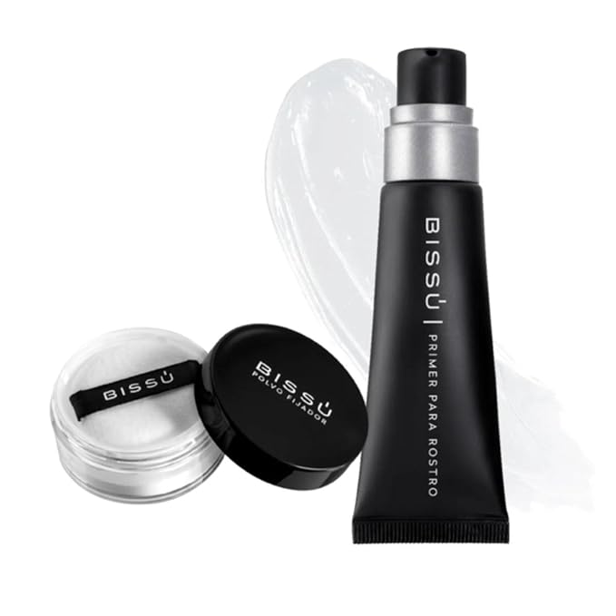 Beetbul Face Kit: Bissú Silky Primer (27.5 ml) & Setting Powder (8g) + Velvet Puff + 2 Finger Puffs + Makeup Sponge + Exfoliating Sponge