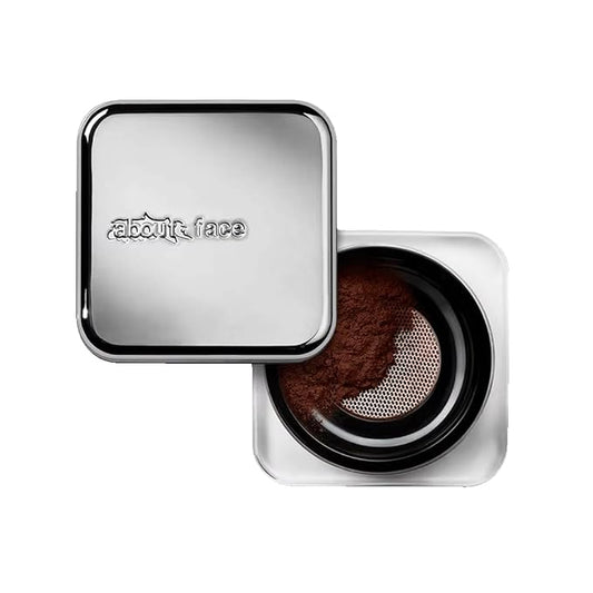 about-face Curtain Call Set & Smooth Loose Powder Ovation – Lightweight, Oil-Absorbing Setting Powder with Rice Starch & Corn-Based Talc Alternative – Vegan, Cruelty-Free – 0.35oz (Very Deep)