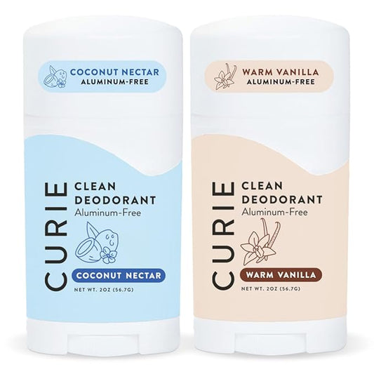 Curie Natural Deodorant for Women - Coconut Nectar + Warm Vanilla - Aluminum Free, Clean, Sustainable, Vegan, Paraben Free (2pk)